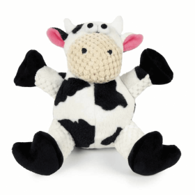 goDog Checkers Sitting Cow Plush Dog Toy Small