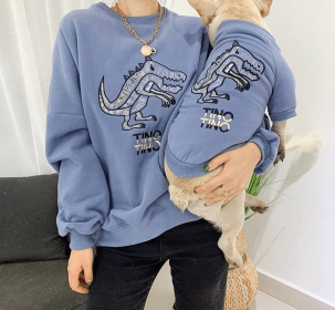 Dinosaur Love - Matching Pet and Owner Clothing Set (Color: Blue, size: 3XL)