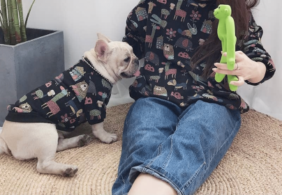 Animal Pattern - Matching Pet and Owner Clothing Set (Color: Black, size: medium)