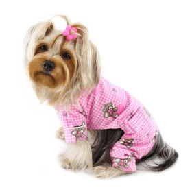 Adorable Teddy Bear Love Flannel PJ (Color: Pink, size: large)
