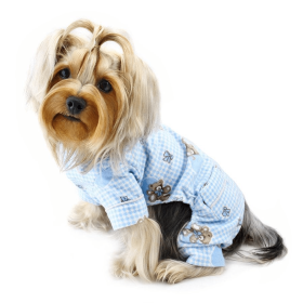 Adorable Teddy Bear Love Flannel PJ (Color: Light Blue, size: XL)