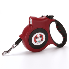 LED Lighted Retractable Nylon Dog Leash (Color: Red)