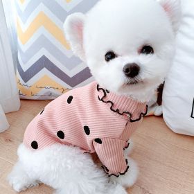 Dot turtleneck dog bottoming shirt (Color: Pink)